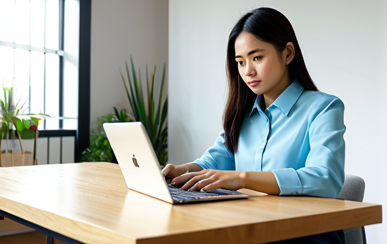 A focused Malaysian woman, in her mid-20s, with a determined expression, engaged in self-directed learning. She is wearing a modest, stylish smart-casual outfit, including a long-sleeved blouse and tailored trousers. She is sitting comfortably at a modern wooden desk, engrossed in learning on a sleek laptop, with a tablet displaying an online course beside it. A neat stack of digital learning resources is visible nearby. The setting is a bright, contemporary home office with warm, inviting lighting, subtle plants, and minimalist decor, suggesting a calm and productive atmosphere. Professional photography, high resolution, soft natural lighting, sharp focus, vibrant colors, fully clothed, modest clothing, appropriate attire, professional dress, safe for work, appropriate content, perfect anatomy, correct proportions, natural pose, well-formed hands, proper finger count, natural body proportions, family-friendly.